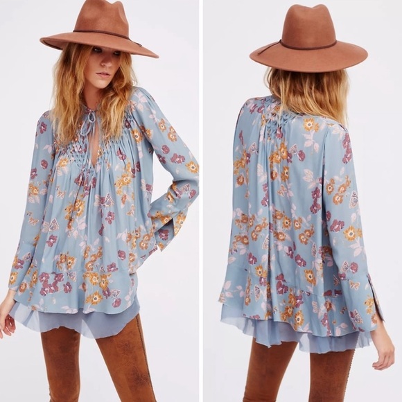 Free People So Fine Floral Bloomcore Sz S Sheer Layered Tunic Top - Picture 1 of 12